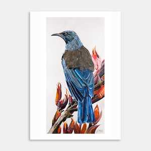 Tui on Flax Art Print By Lynn Fuller