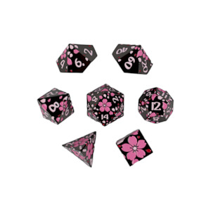 LPG RPG Dice set - Inscripted Sakura Black Pink