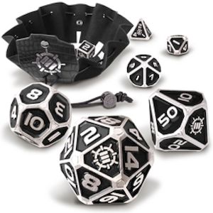 Game: Enhance Tabletop Collector's - 7pc Metal RPG Dice Set - Black