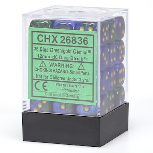 Chessex: Gemini Blue-Green/Gold 12mm Dice Block