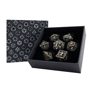 Game: LPG RPG Dice set - Hollow Dragon Black & Gold