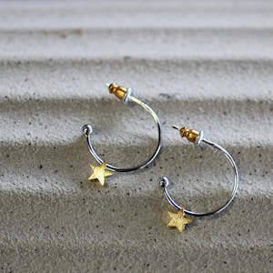 Homewares: Two Tone Star Hoop Earrings