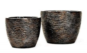 Products: Antique Gold Fossil Décor Pots – Set of 2 Small/Medium – Indoor