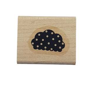 Cloud With Dots Wooden Rubber Stamp