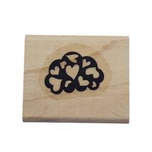 Womenswear: Cloud With Love Hearts Wooden Rubber Stamp