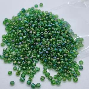 Womenswear: 15g 2mm Green AB Round Glass Beads