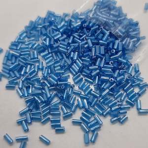 15g Blue Bugle Glass Beads