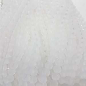 6mm White Frosted Glass Beads