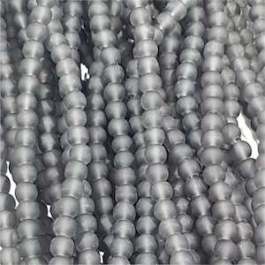 6mm Grey Frosted Glass Beads