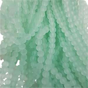 6mm Pale Green Frosted Glass Beads