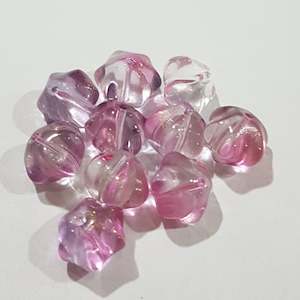 10pc Two Tone Purple Glass Flower Beads