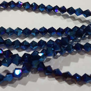 4mm Electroplated Blue Glass Bicones