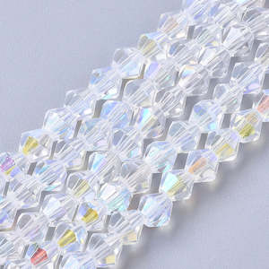 4mm Clear Yellow AB Crystal Glass Bicones