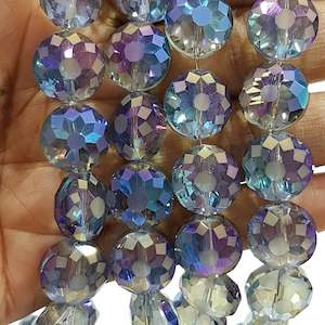 6pc Round Etched Crystal Glass Beads