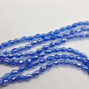 Tiny Blue Crystal Glass Drop Beads Approx 65pc