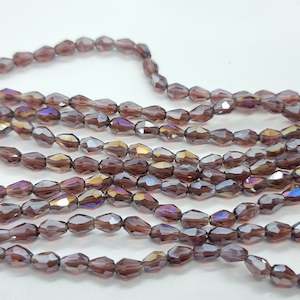 Tiny Purple Crystal Glass Drop Beads Approx 65pc