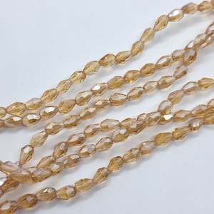 Tiny Golden Crystal Glass Drop Beads Approx 65pc