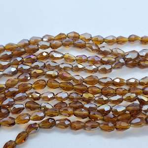 Womenswear: Dark Amber Crystal Glass Drop Beads Approx 65pc