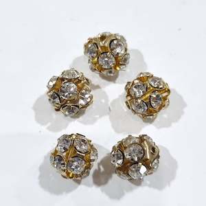 Womenswear: 5pc 12mm Gold Rhinestone Rhinestone Beads