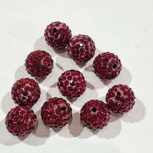 Womenswear: 10pc 12mm Red Rhinestone Beads