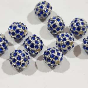 Womenswear: 10pc 10mm Blue Rhinestone Beads