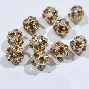 10pc 8mm Lt Topaz Rhinestone Bead