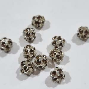 10pc 8mm Brown Rhinestone Bead