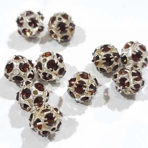 10pc 8mm Topaz Rhinestone Bead