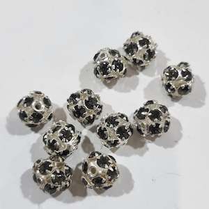 10pc 8mm Grey Rhinestone Bead