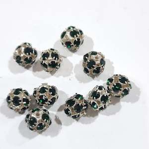 10pc 8mm Emerald Rhinestone Bead