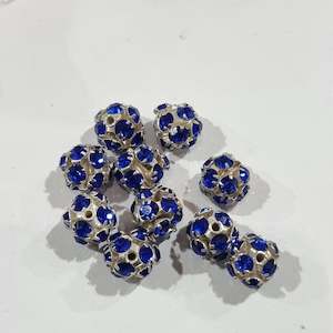 10pc 8mm Blue Rhinestone Bead