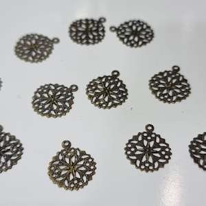 20pc Antique Bronze Filigree Drops