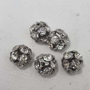 Womenswear: 5pc 12mm Silver Rhinestone Ball Bead