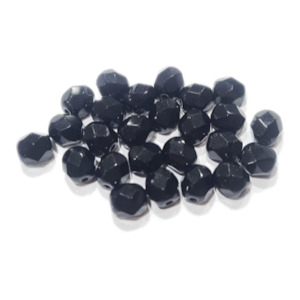 25pc Small Czech Black Rondelle Beads