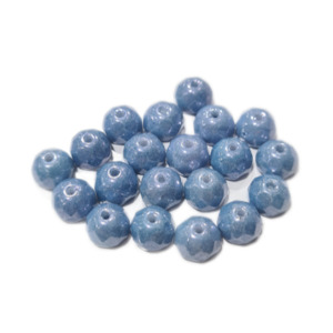 20pc Czech Shiny Blue Rondelle Beads