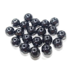 20pc Czech  Shiny Black Rondelle Beads