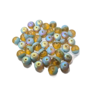 20pc Czech Turquoise/Topaz Matt Donut Beads