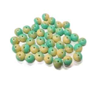 Womenswear: 20pc Czech Turquoise/Beige Donut Beads