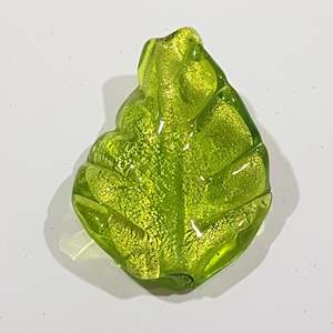 33mm Green Lampwork Leaf Bead