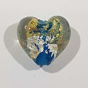 Womenswear: 15mm Clear Heart With Gold, Silver & Blue