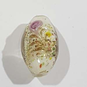 Womenswear: 25mm Oval White Floral Bead