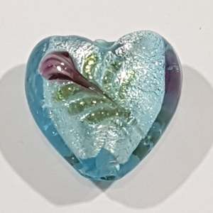 Womenswear: 20mm Blue Floral Heart Bead