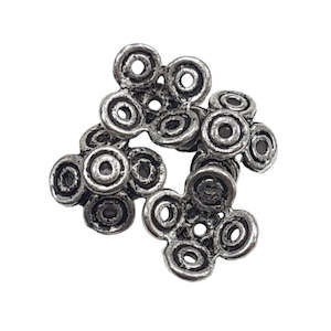 Womenswear: 30pc  Large Silver Floral Bead Caps