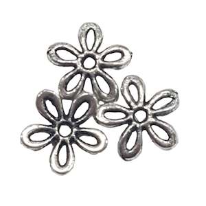 Womenswear: 50pc Antique Silver 5 Petal Bead Cap