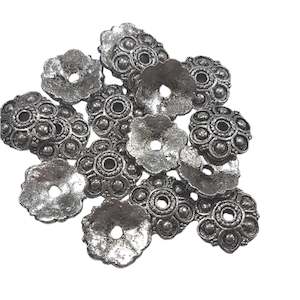 Womenswear: 30pc Silver Floral Bead Caps