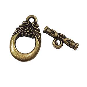 5 Sets Bronze Floral Toggle Clasps