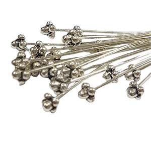 Womenswear: 20pc Silver Head Pin With Silver Flower