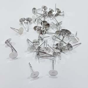 50pc Platinum Silver Earring Posts