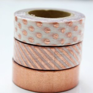 Rose Gold Foil Washi Tape - Set of 3