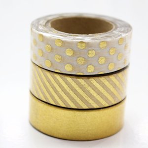 Gold Foil Washi Tape - Set of 3